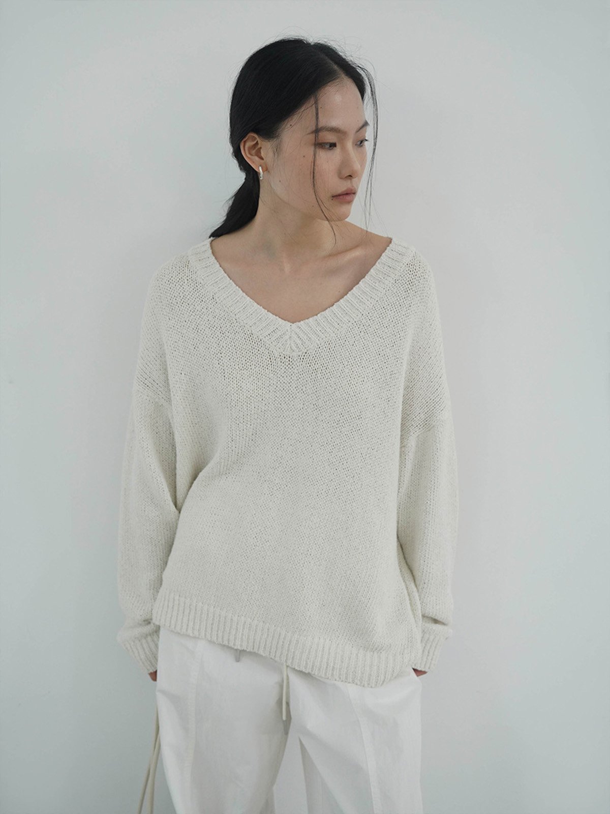 100%Cotton V-neck Knitwear D411511155 - 图片 2