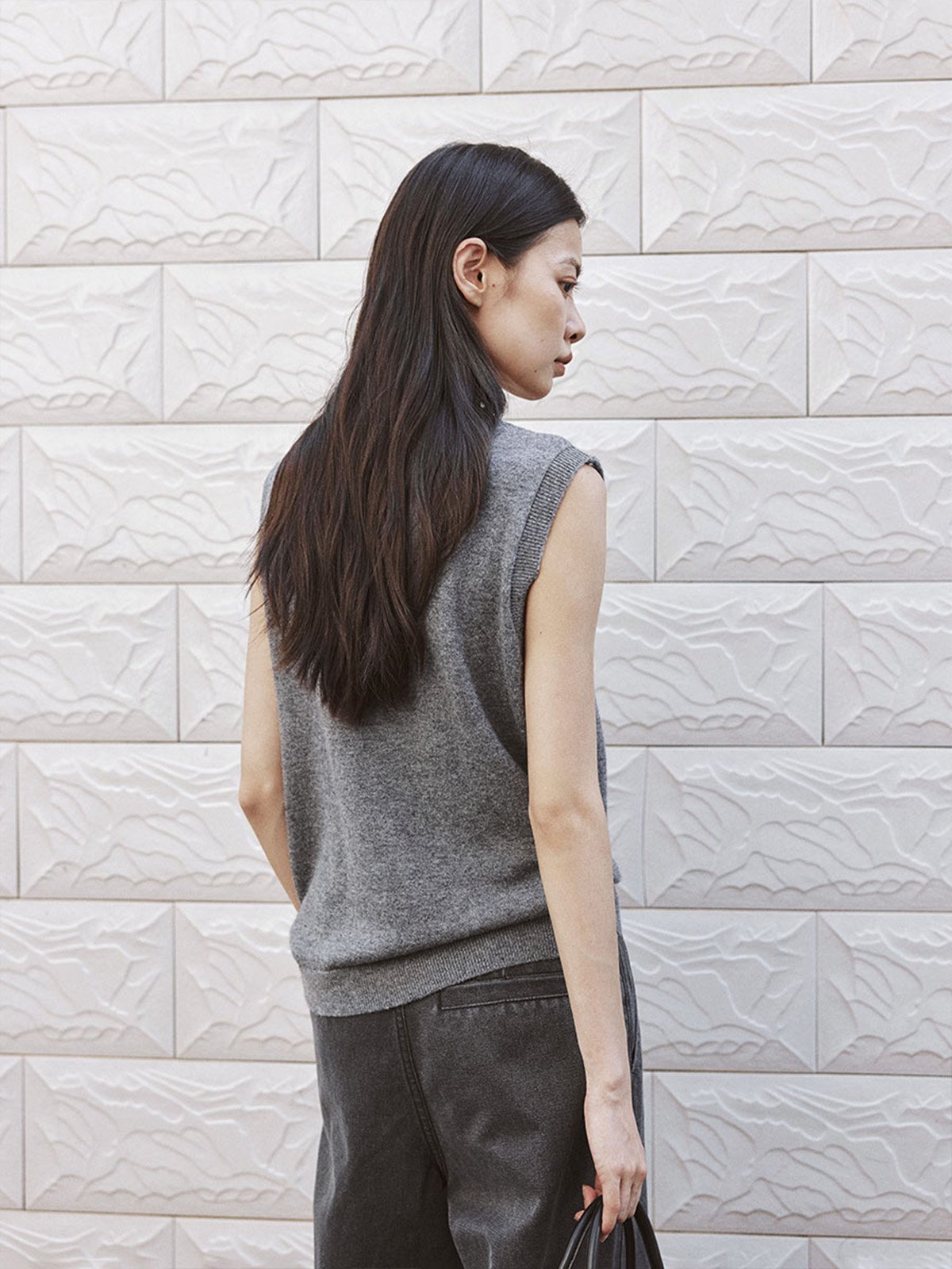 Sleeveless Shawl 50%Australian Wool Vest LA502302777 - 图片 4