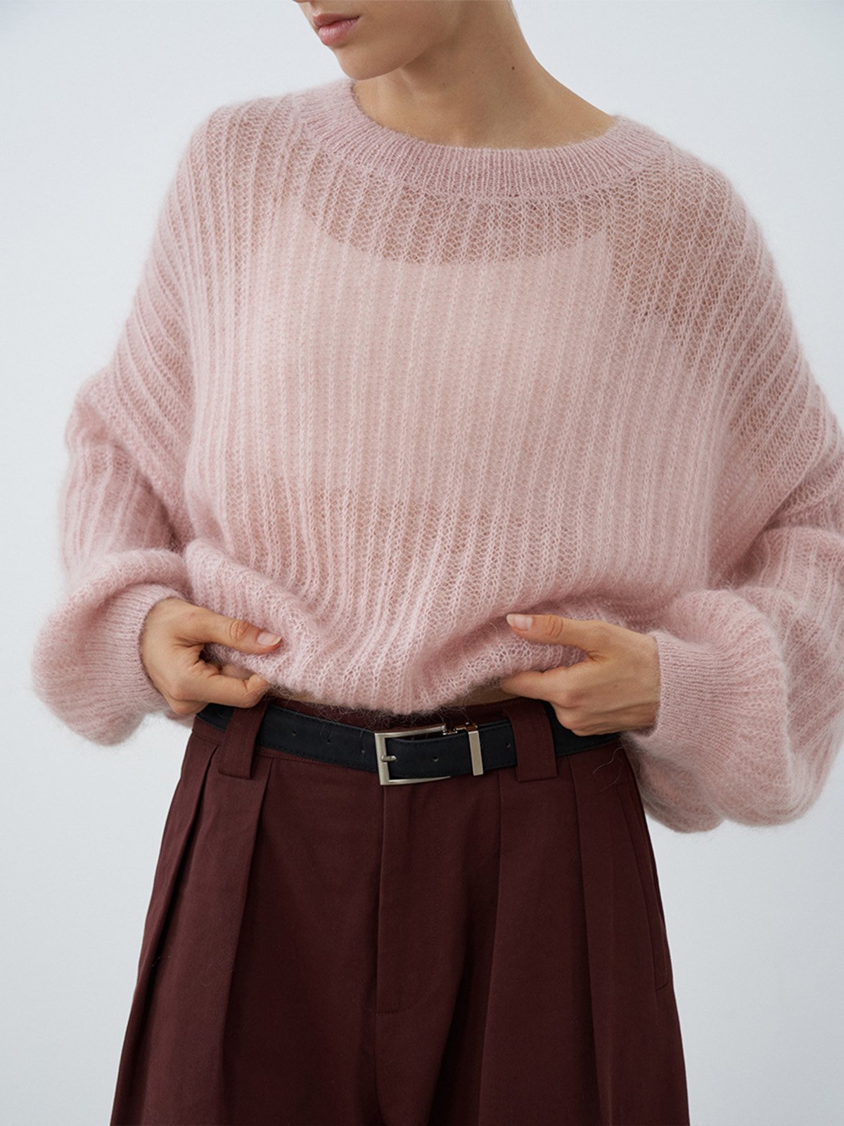 Mohair and Wool Crew neck Sweater D4215230860 - 图片 3