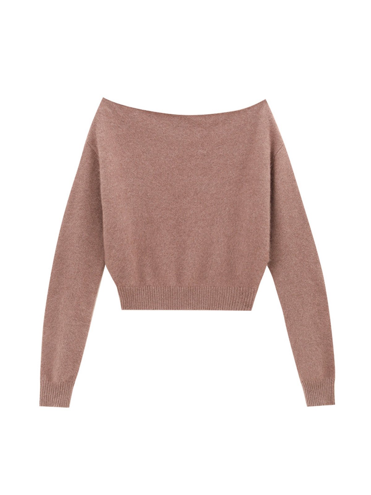 40% Raccoon 30% Wool Off-the-shoulder short casual sweater L4215231055