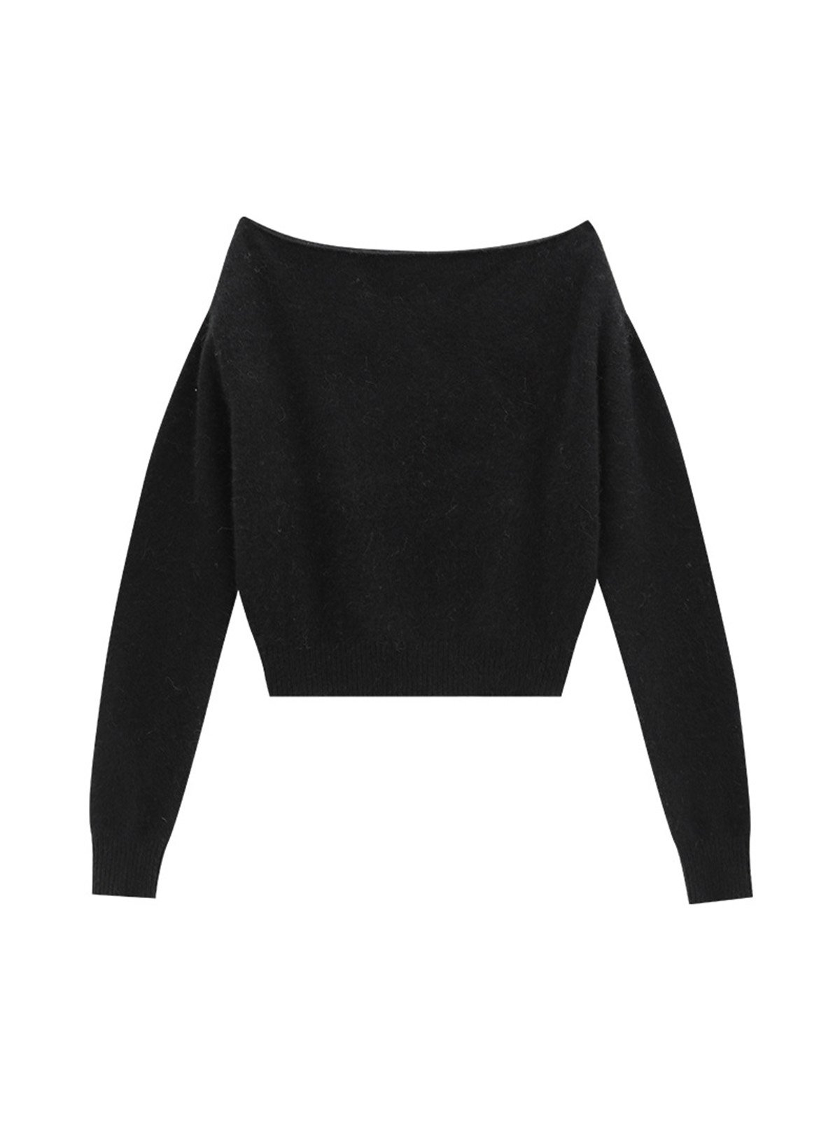 40% Raccoon 30% Wool Off-the-shoulder short casual sweater L4215231055 - 图片 7