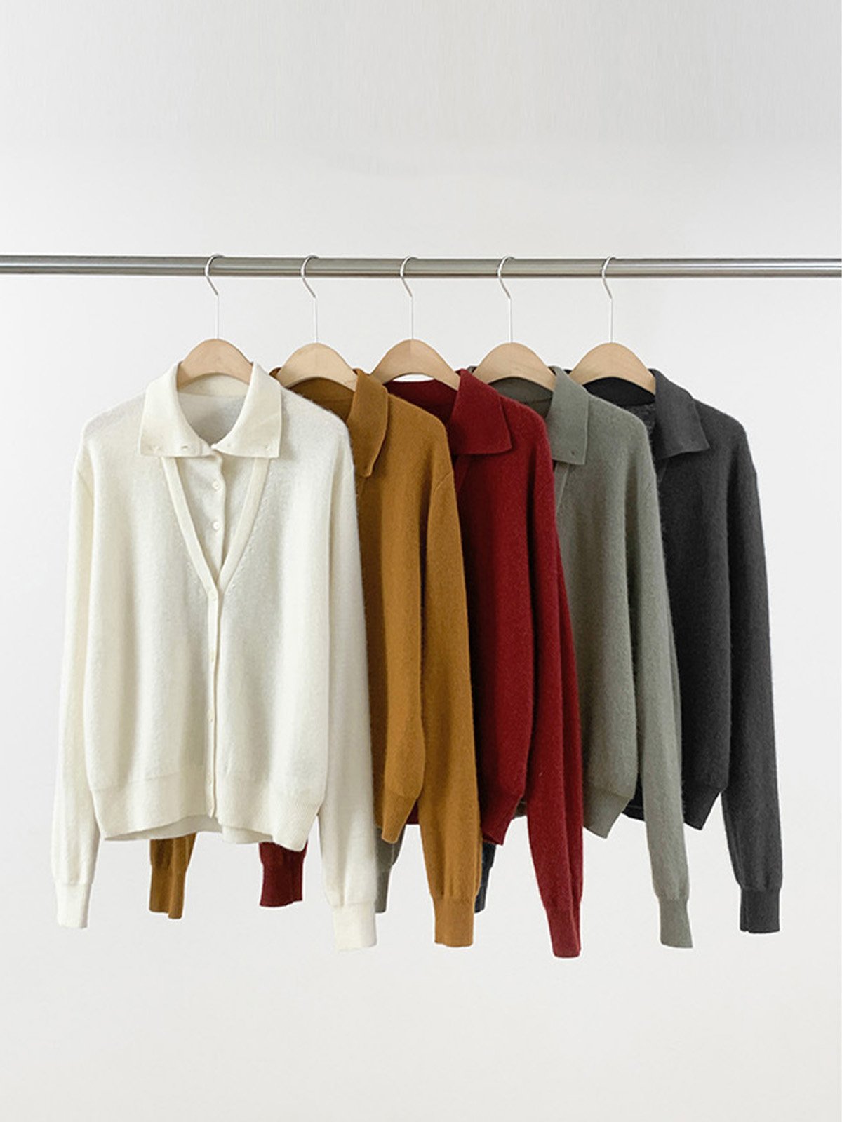 Soft Wool Knitted Cardigan Sweater - 图片 8