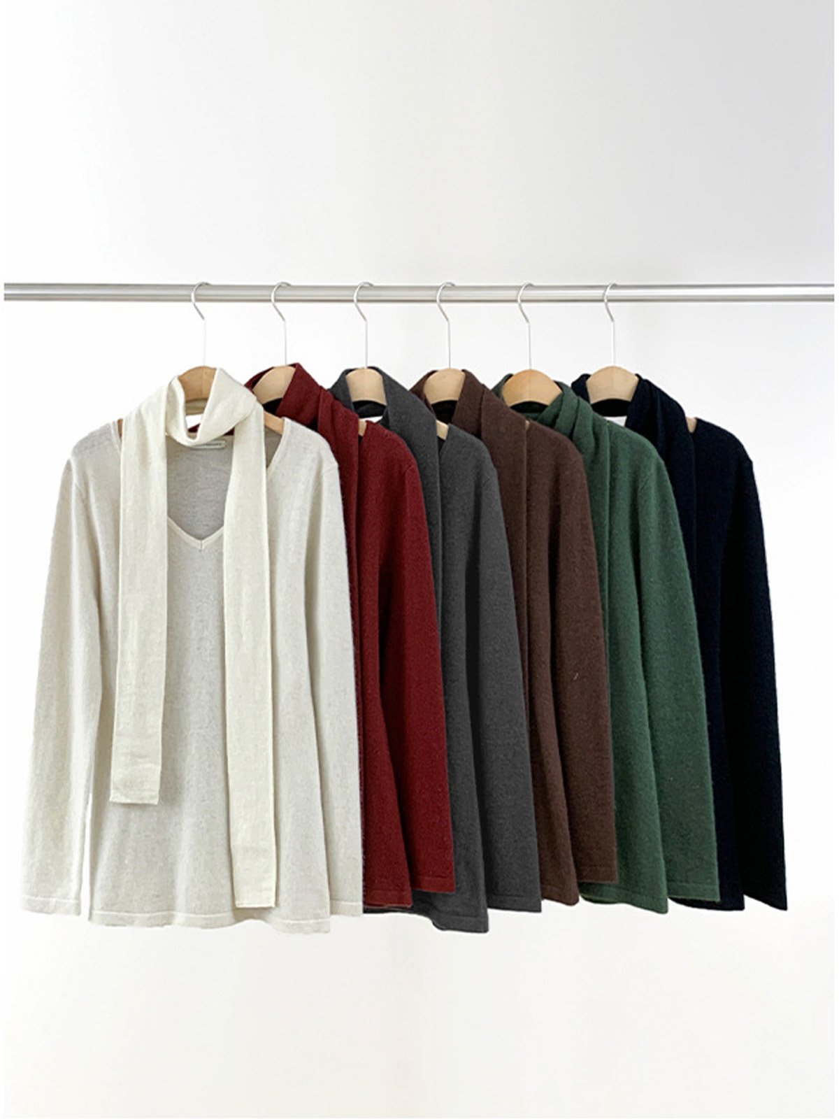 Raccoon wool V-neck Casual Sweater L4215241154 - 图片 6