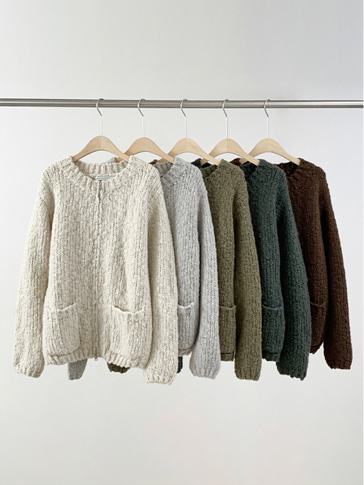 43% Wool Zipper Pocket Cardigan Sweater L4206241442 - 图片 8