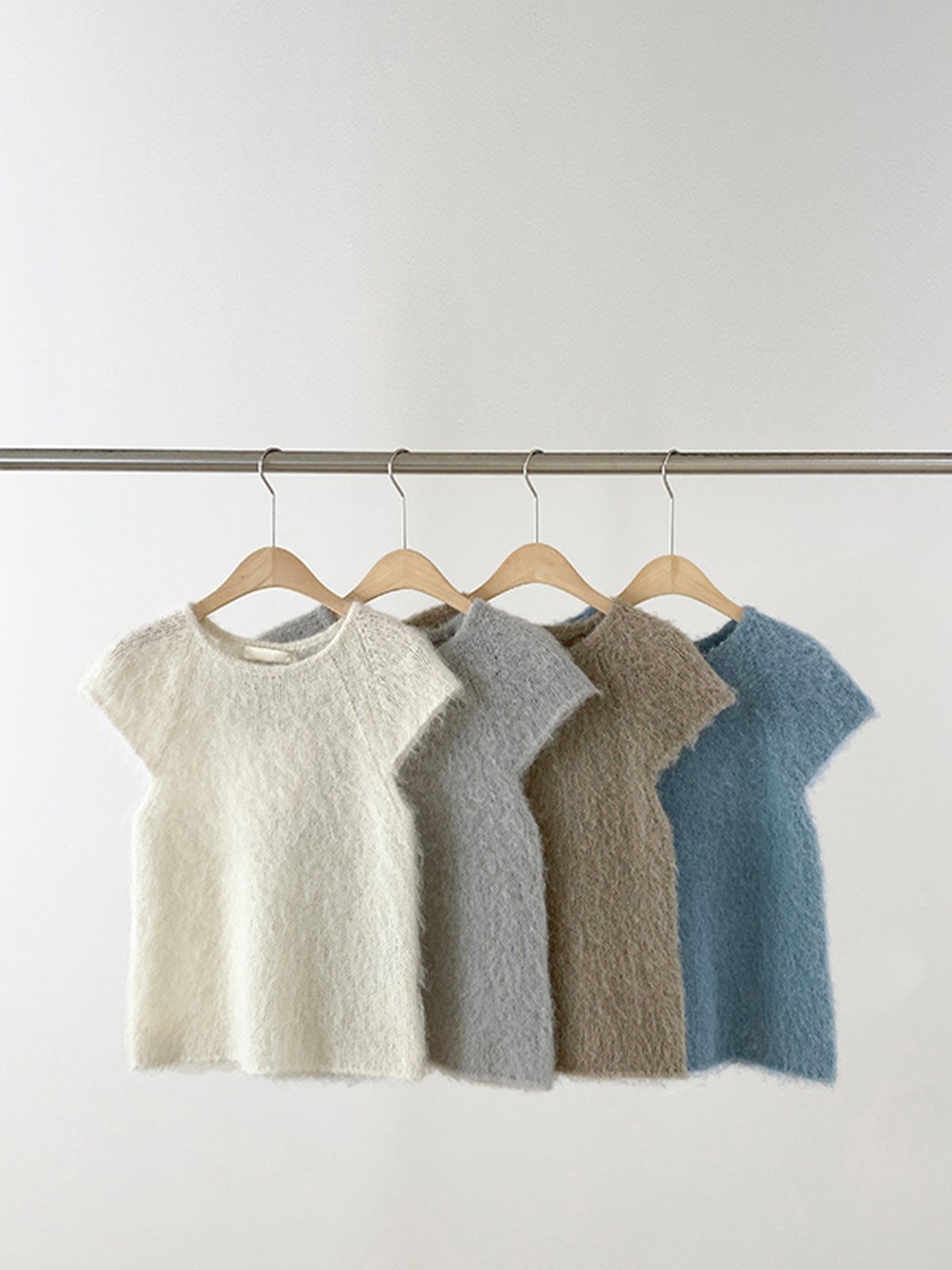 Shoulder-sleeved 44%Alpaca Wool short-sleeved sweater DN4215230653 - 图片 8