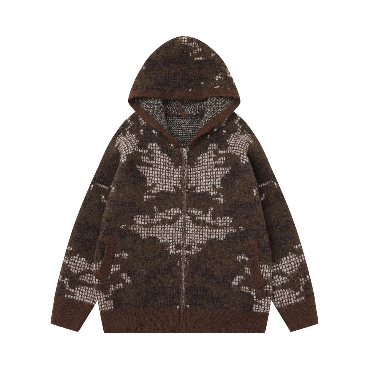 Hooded Zipper cardigan sweater