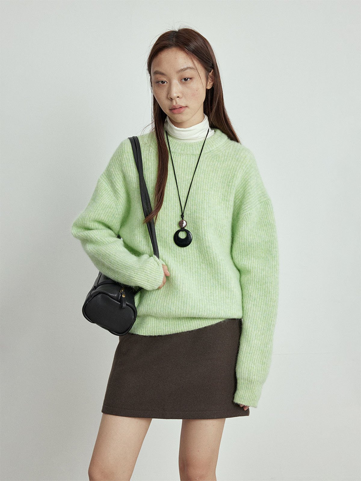 40%Alpaca and 40% Wool Women Sweater L4215231044 - 图片 2