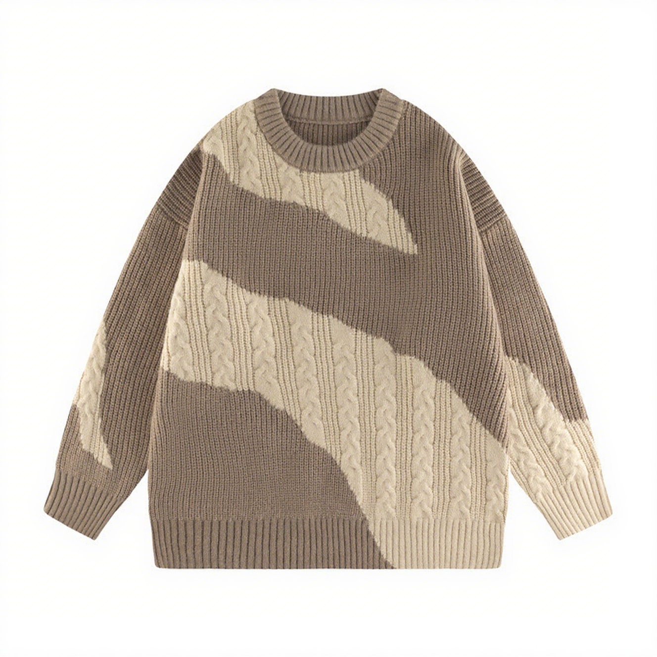 Crew Neck Design-sense Sweater - 图片 3