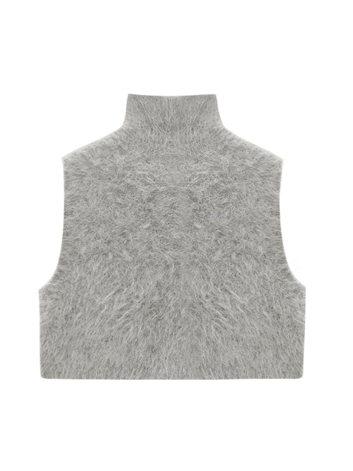 78% Alpaca Wool Turtleneck Knitted Waistcoat 65242 - 图片 4