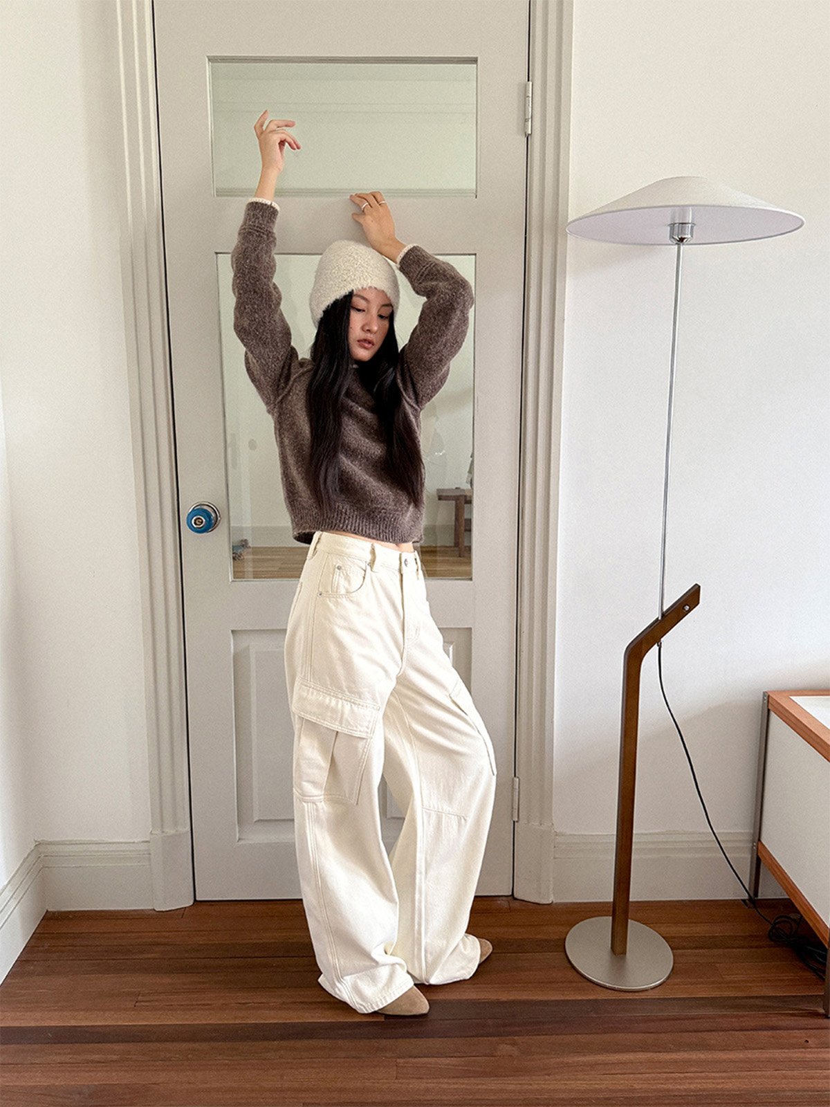 40%Wool and 10% Mohair Contrasting Color O-neck Sweater 53MP57908 - 图片 2