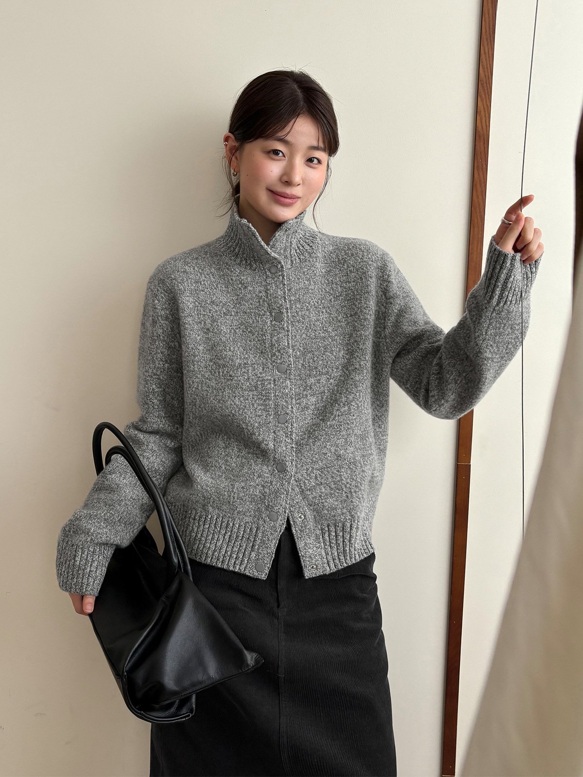 100% Wool Turtleneck Cardigan 25849