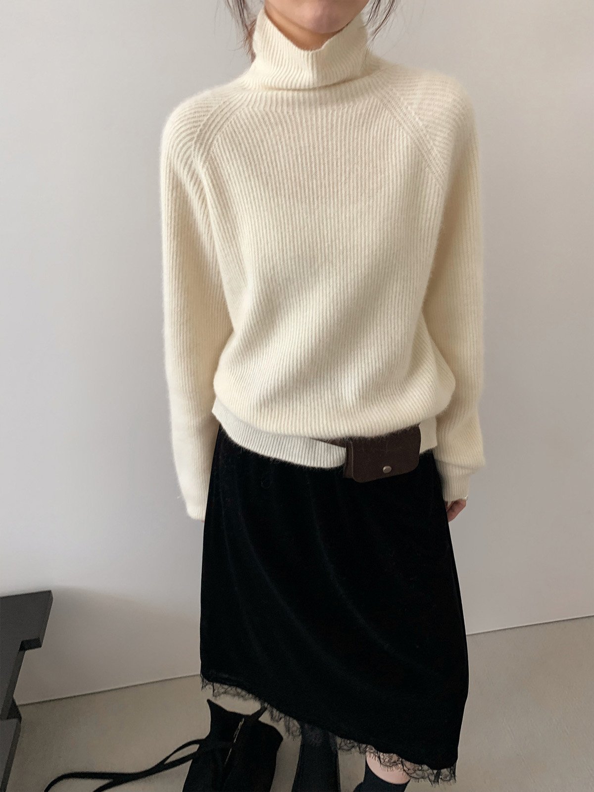 40% Raccoon Wool Turtleneck Knitwear 25807 - 图片 3
