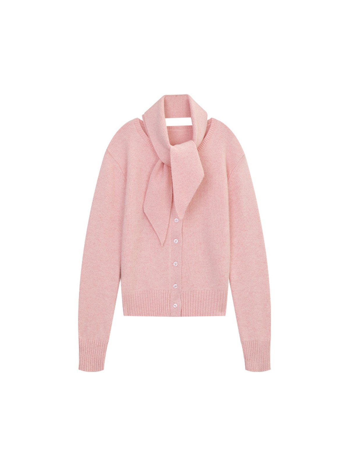 40%Raccoon Wool Cardigan with Triangular Scarf decoration 54MP57916 - 图片 5