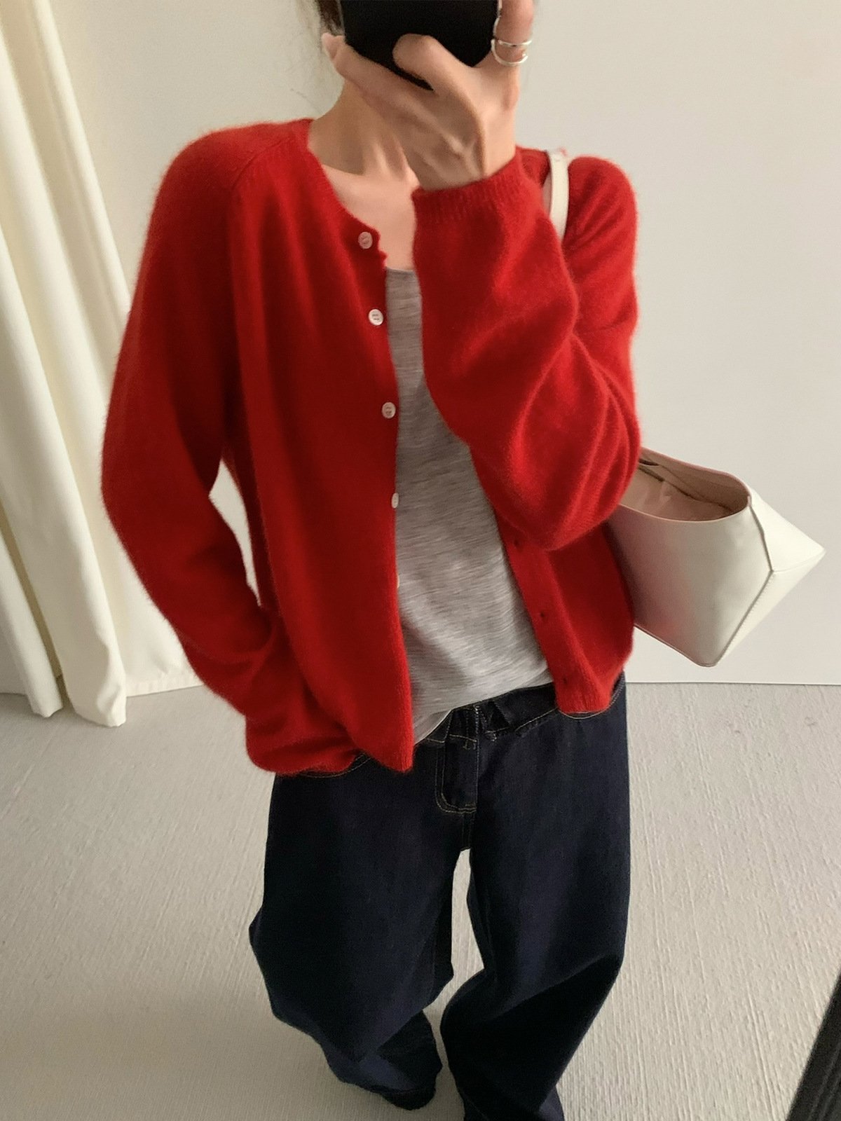 40% Raccoon 30% Wool cardigan knitwear Autumn 25629 - 图片 2