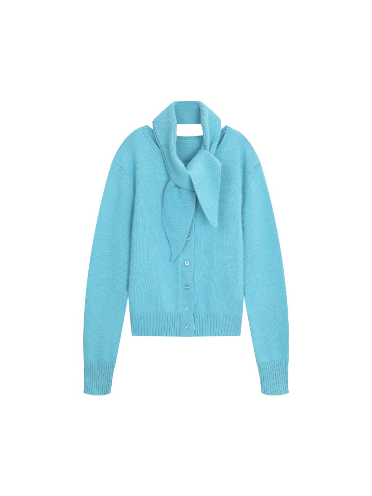 40%Raccoon Wool Cardigan with Triangular Scarf decoration 54MP57916 - 图片 6