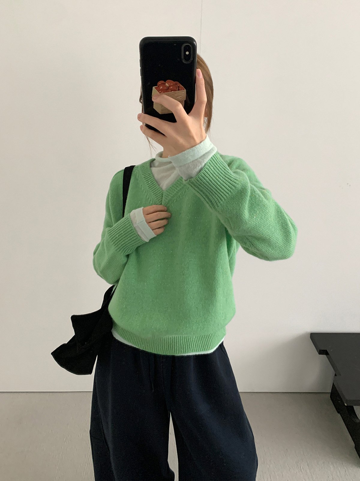 100% Wool V-neck Pullover Sweater 25910 - 图片 3