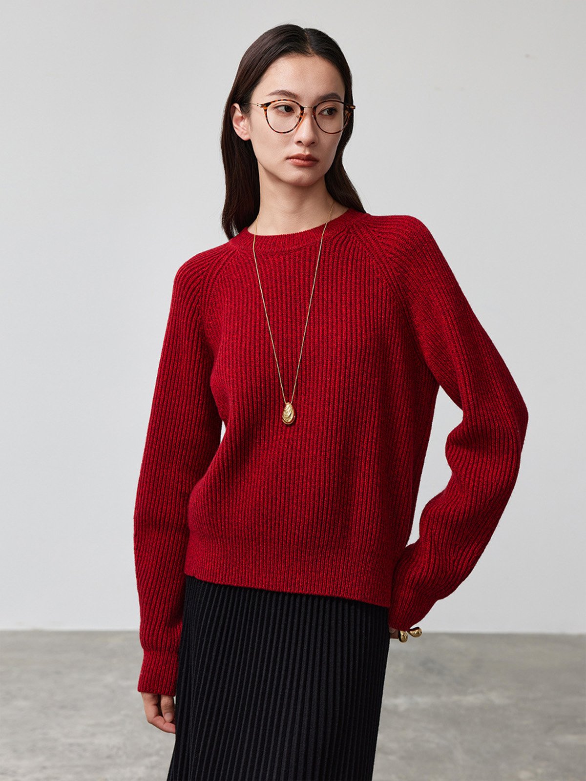 100%Merino Wool Crew Neck Sweater 001770 - 图片 2
