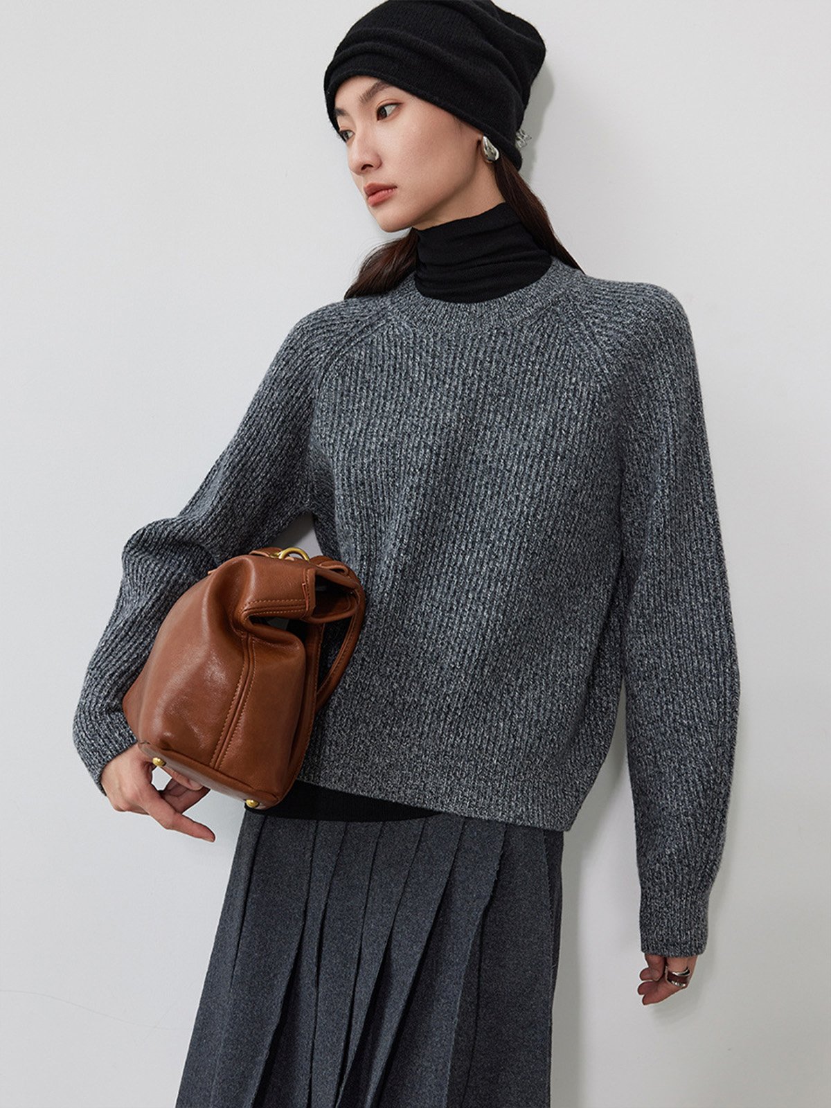 100%Merino Wool Crew Neck Sweater 001770 - 图片 4