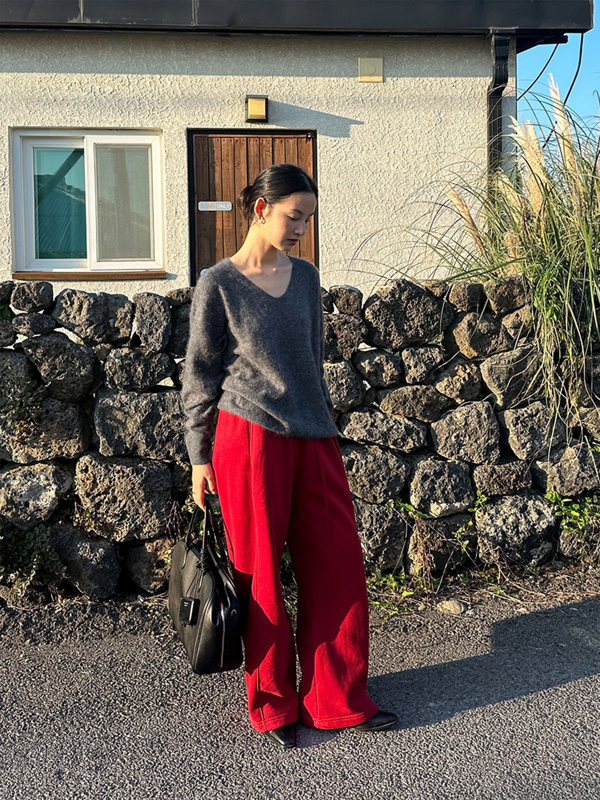 V-neck Skin-friendly Wool Sweater 57830 - 图片 3