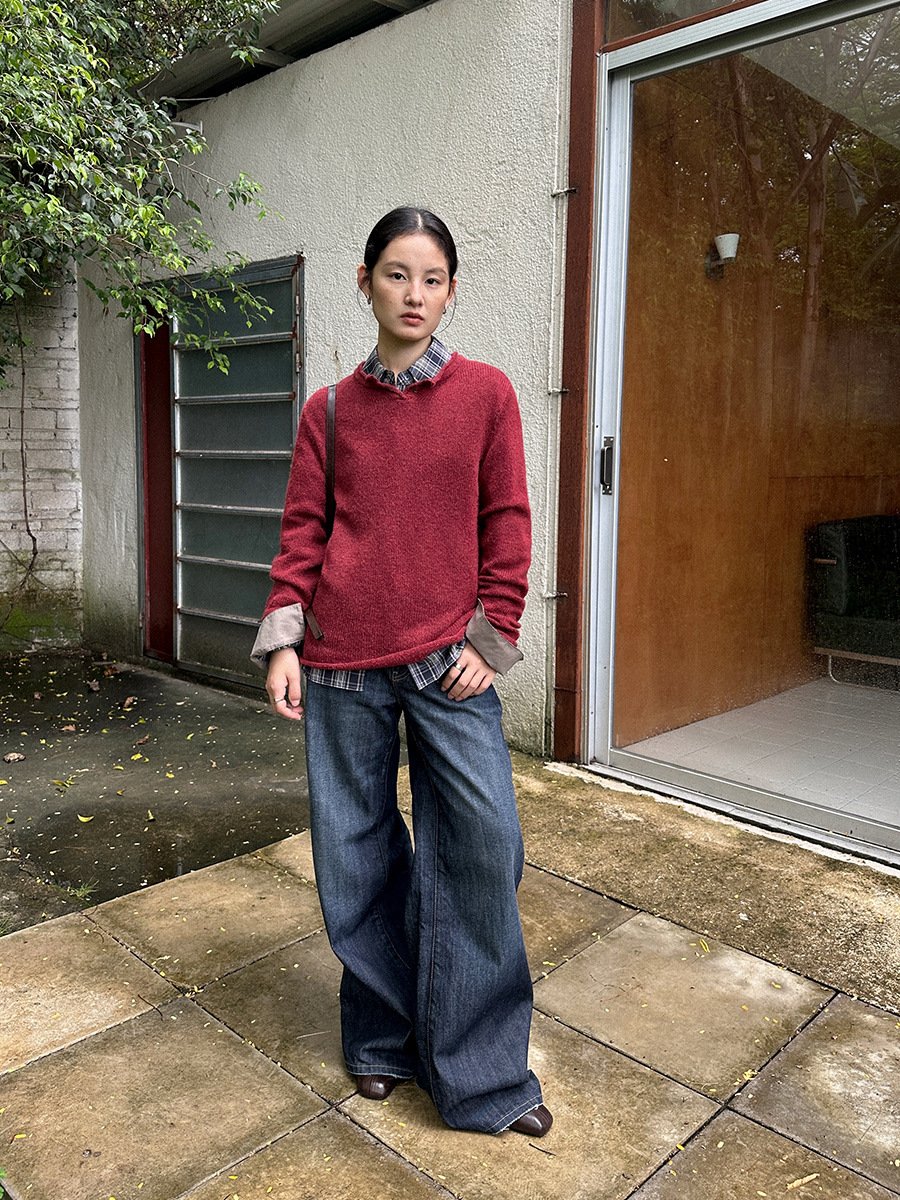 Henry Collar Wool Sweater for Women - 图片 2