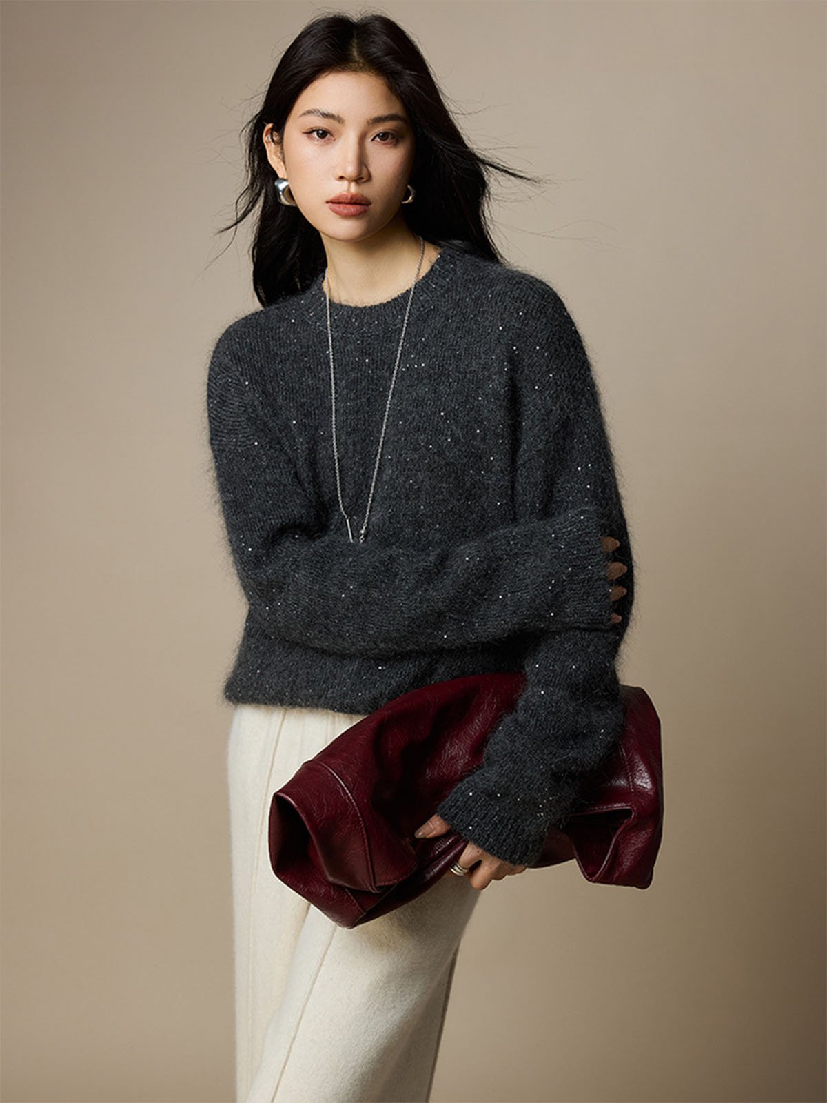 High-proportion Super Kid Mohair Sweater - 图片 2