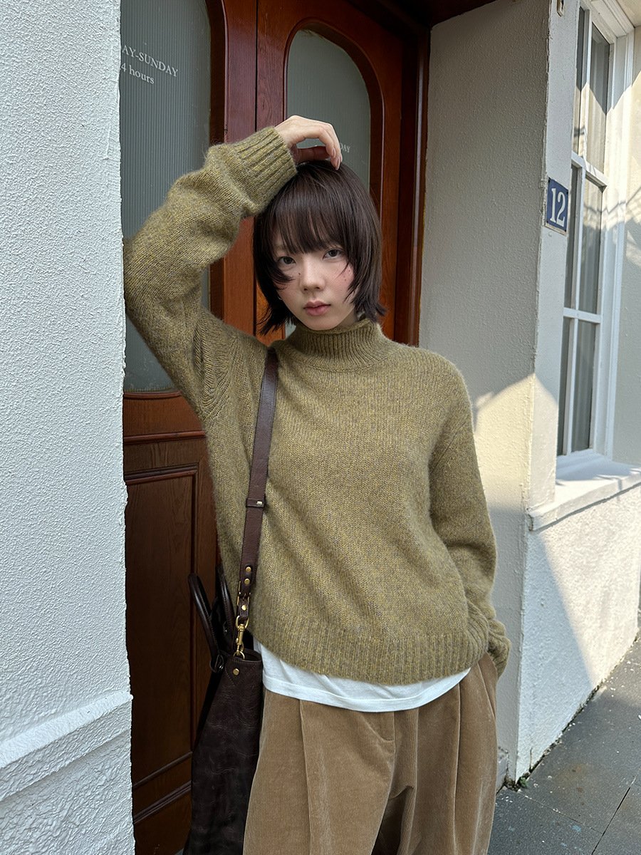 Wool and Tencel Turtleneck Warm Sweater 54ME57855