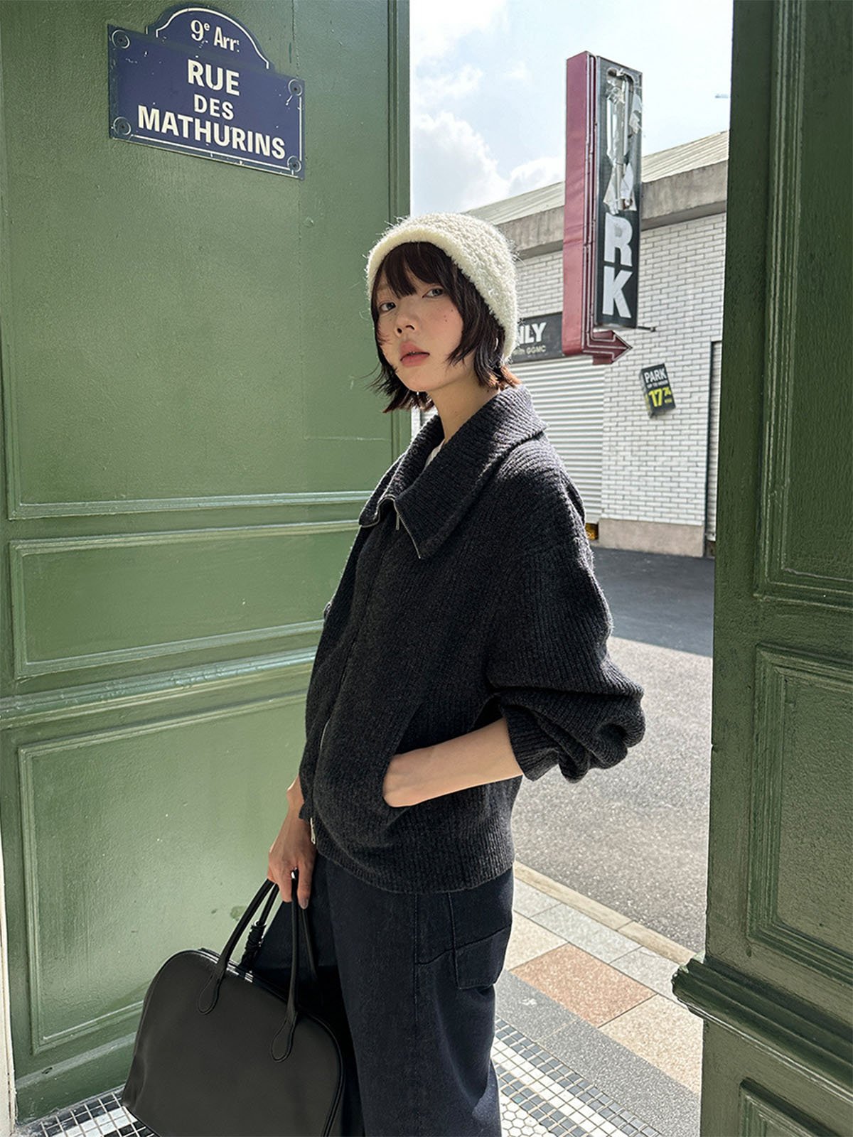 Turn-down Collar 100%Wool Zipper Sweater 54MF58215 - 图片 2