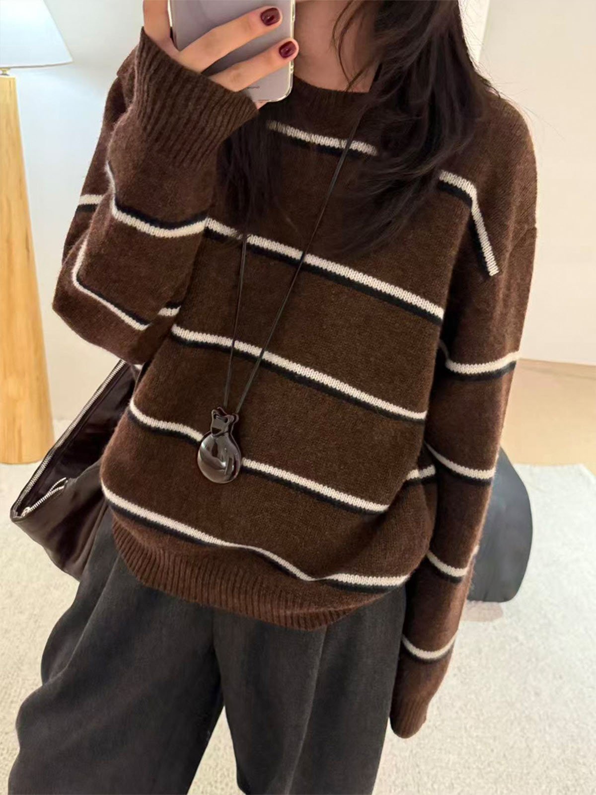 Woolen Striped Knitted Long Sleeves 57839 - 图片 3