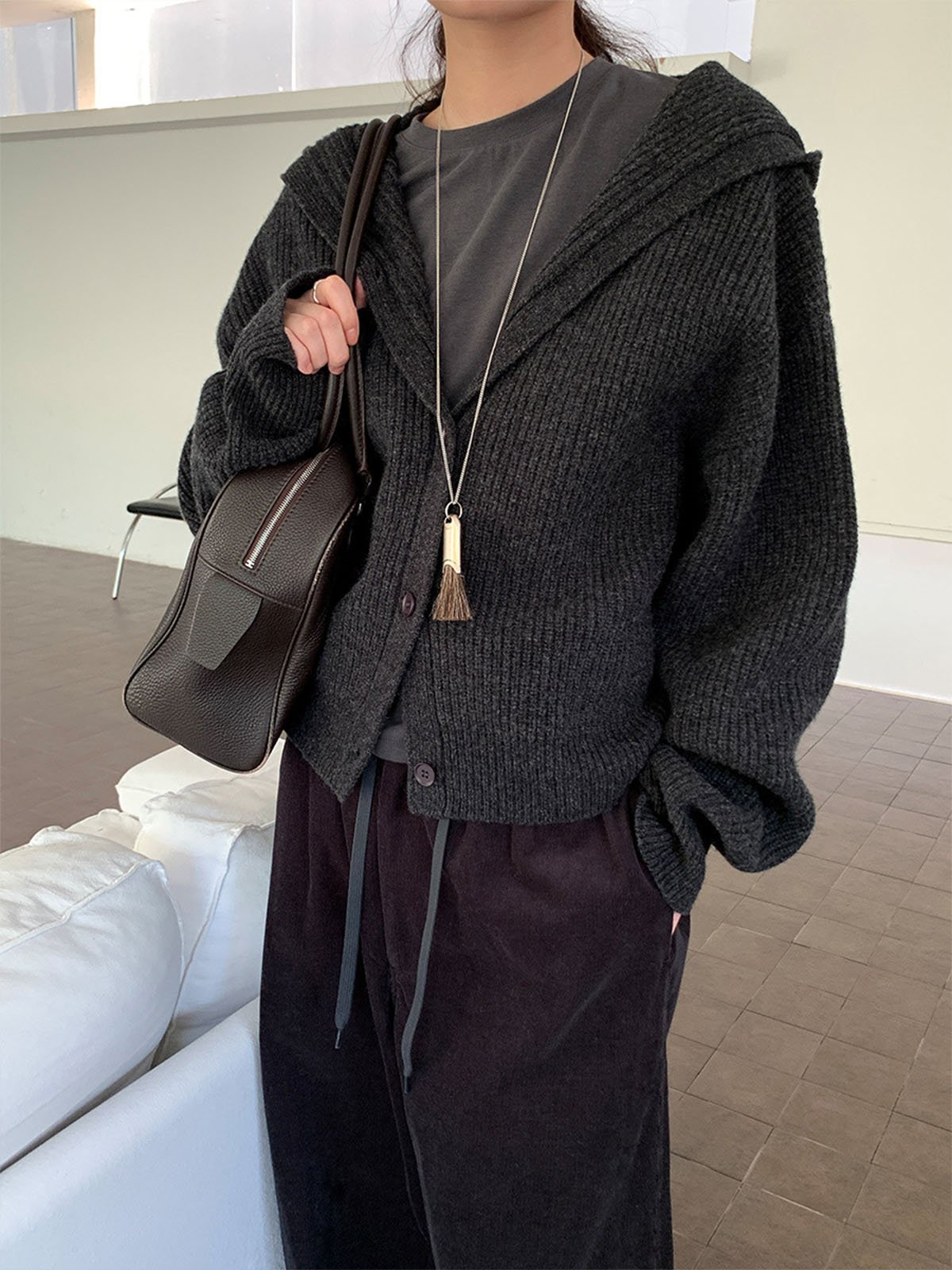 Loose Hooded Sweater for Women Skin-friendly Woolen Coat 57267 - 图片 4