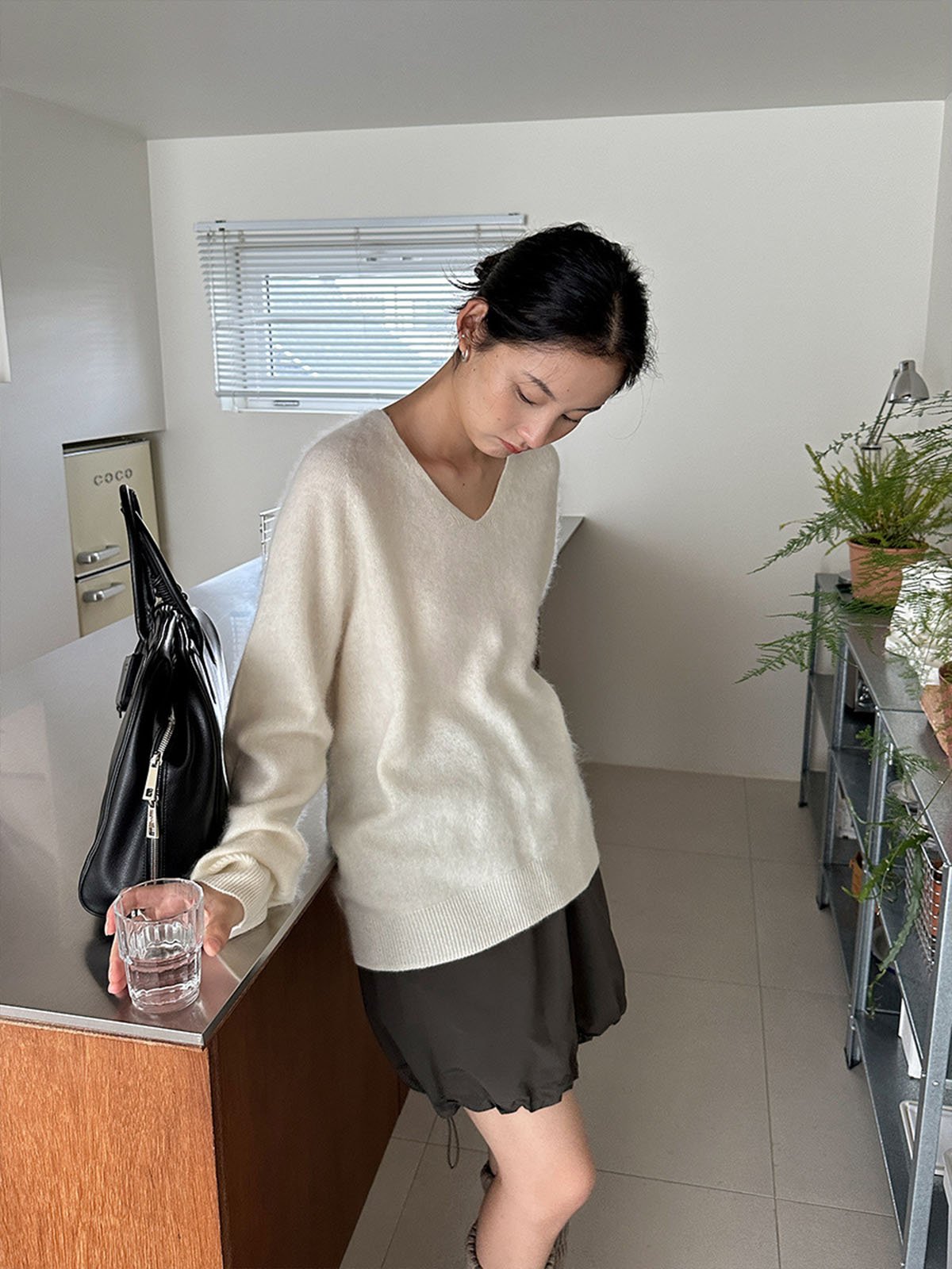 V-neck Skin-friendly Wool Sweater 57830 - 图片 4