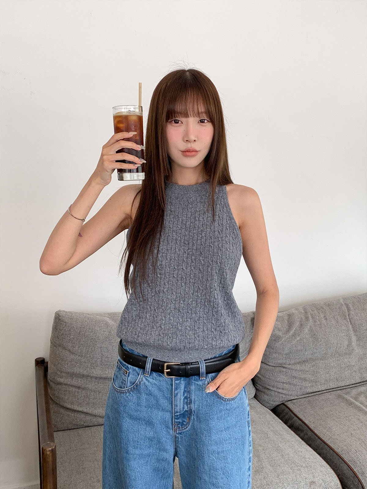 Coarse-needle 100% Wool Vest 57207 - 图片 2