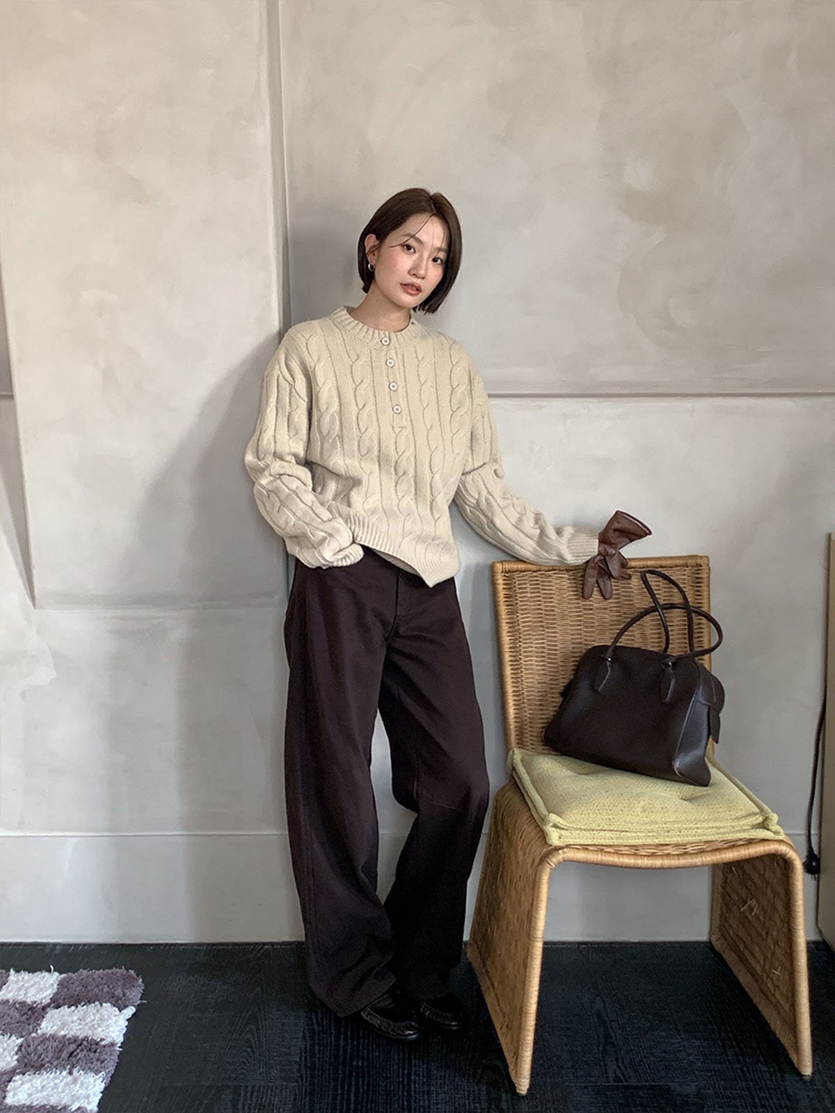 Classic Round-neck Australian Wool Sweater for Women 57863