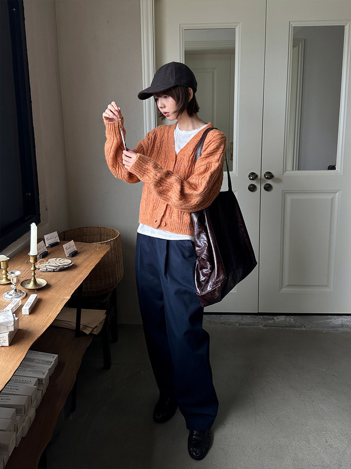 Twisted Rope Cardigan Women's Coarse Needle Wool Sweater 57870 - 图片 2