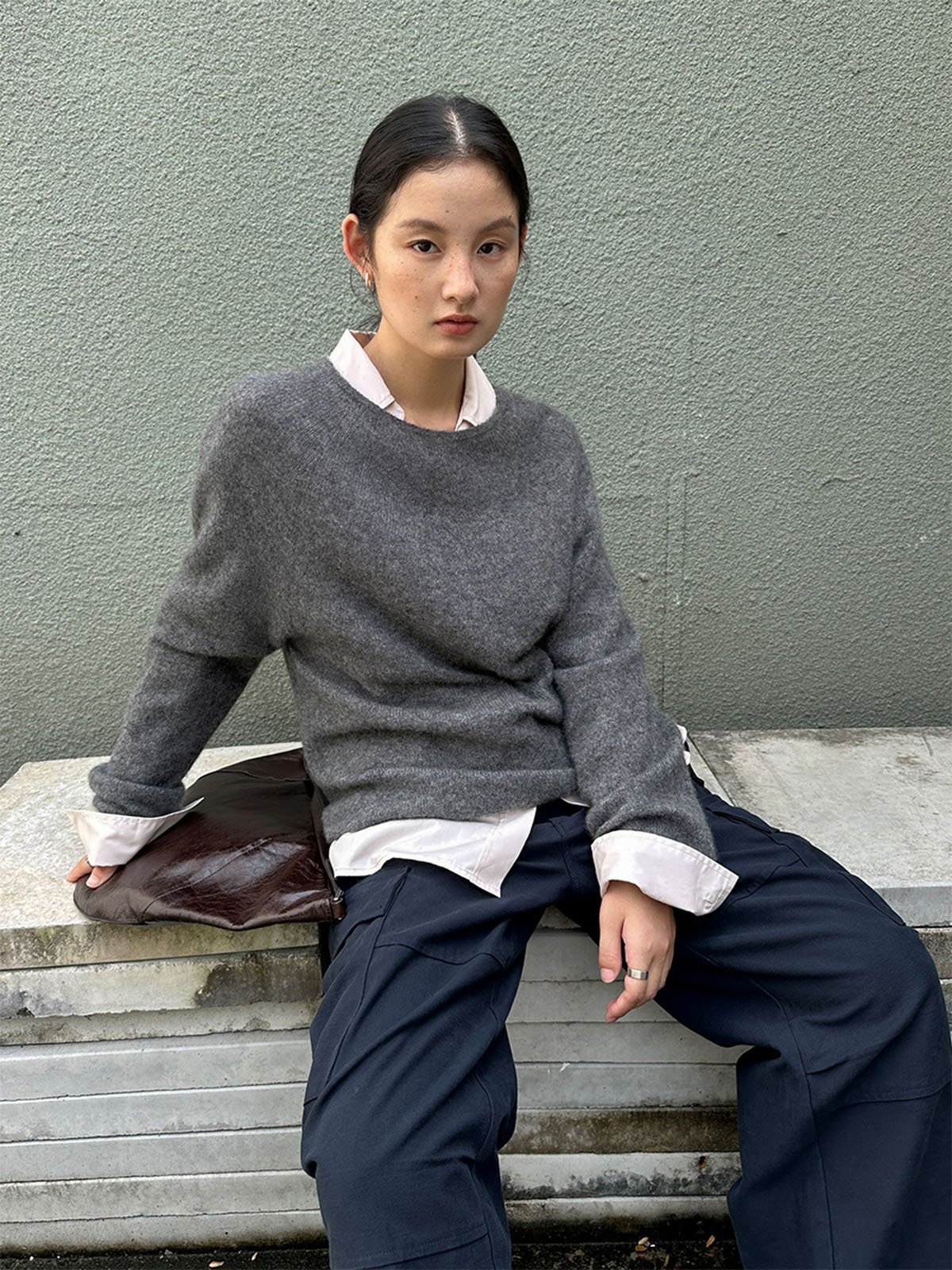 75%Cashmere and 25%Silk Seamless Knitted Sweater 55089