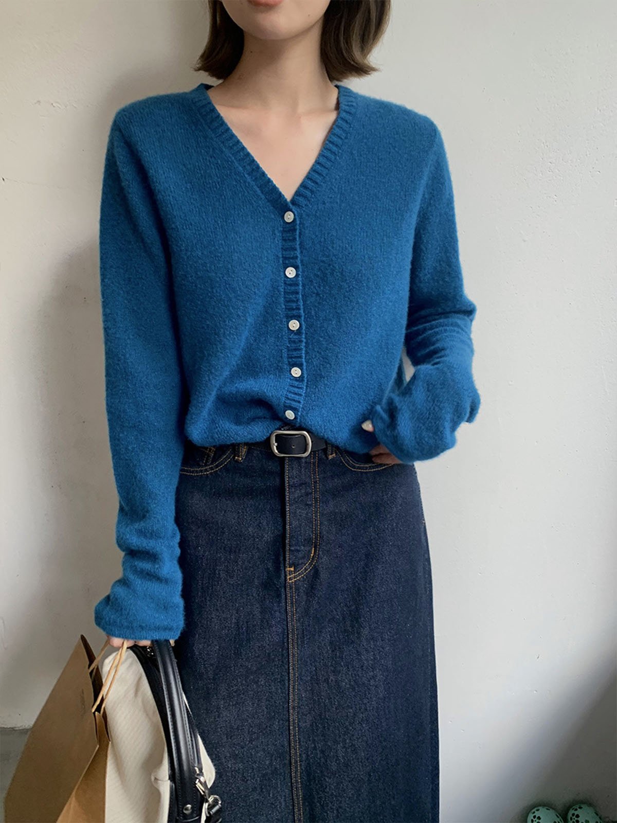 95%Wool and 5%Cashmere Short Cardigans Top 51836U - 图片 2