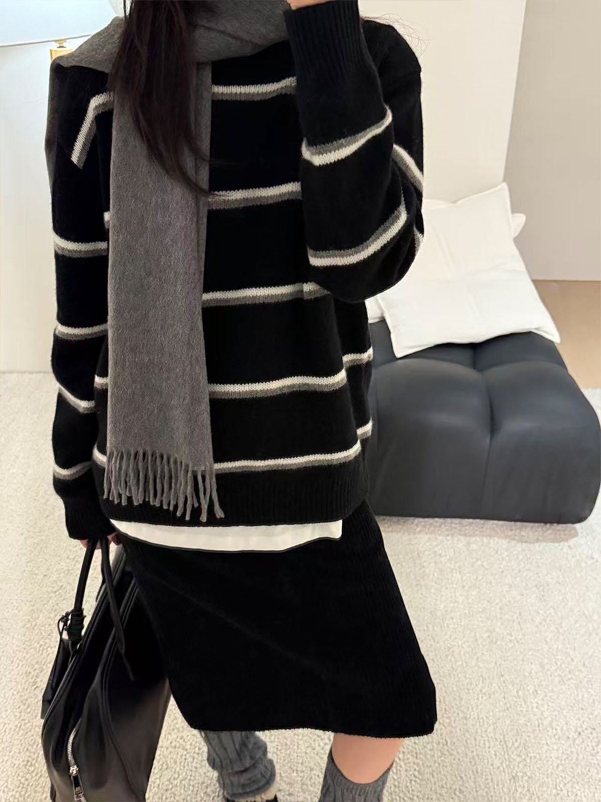 Woolen Striped Knitted Long Sleeves 57839 - 图片 4