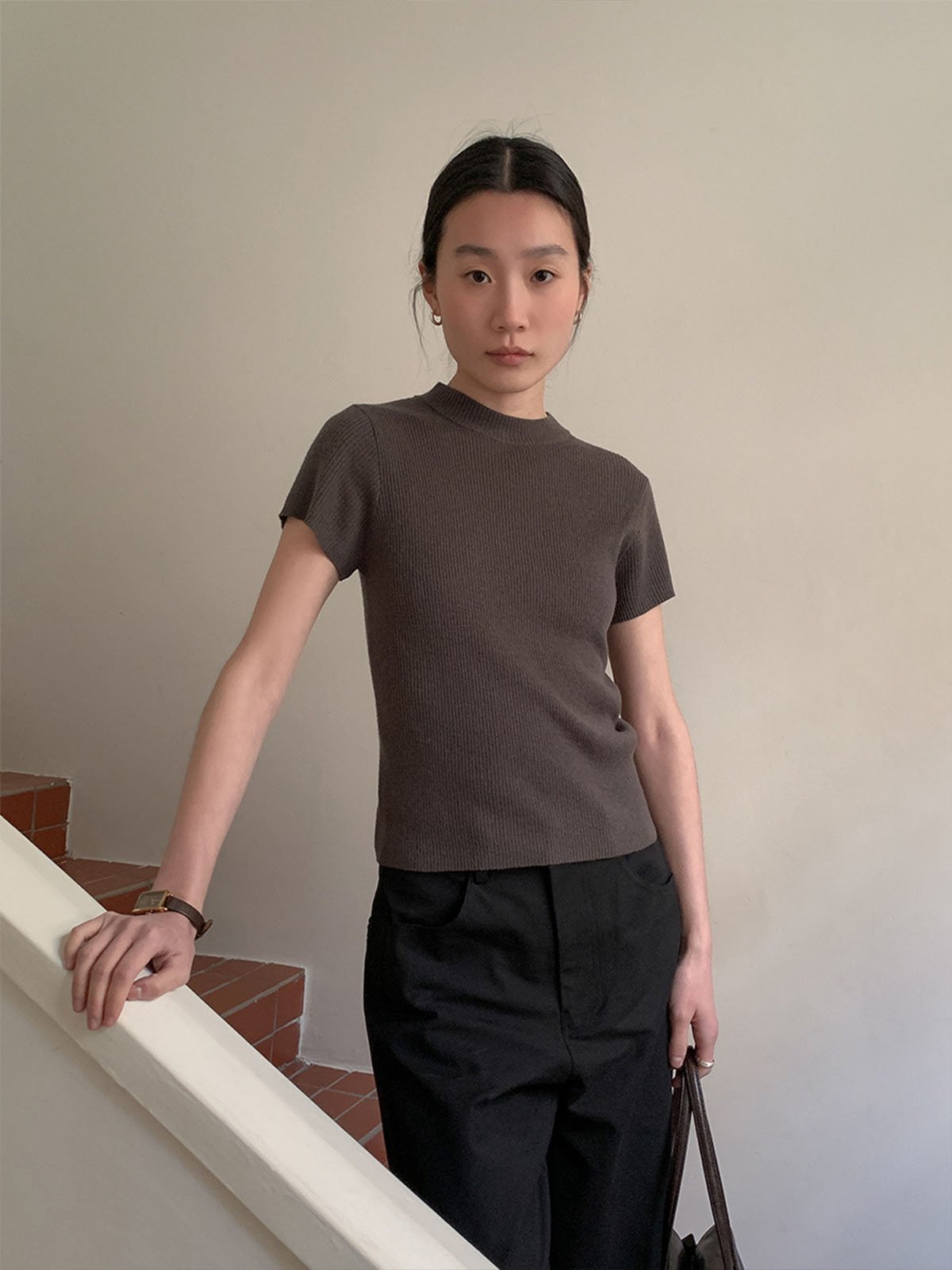 Wool Blend Short-sleeved Shirt 51MG52878