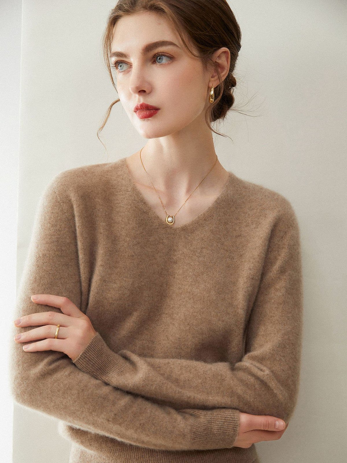CONSINEE 100% Cashmere V-neck Knitwear - 图片 2
