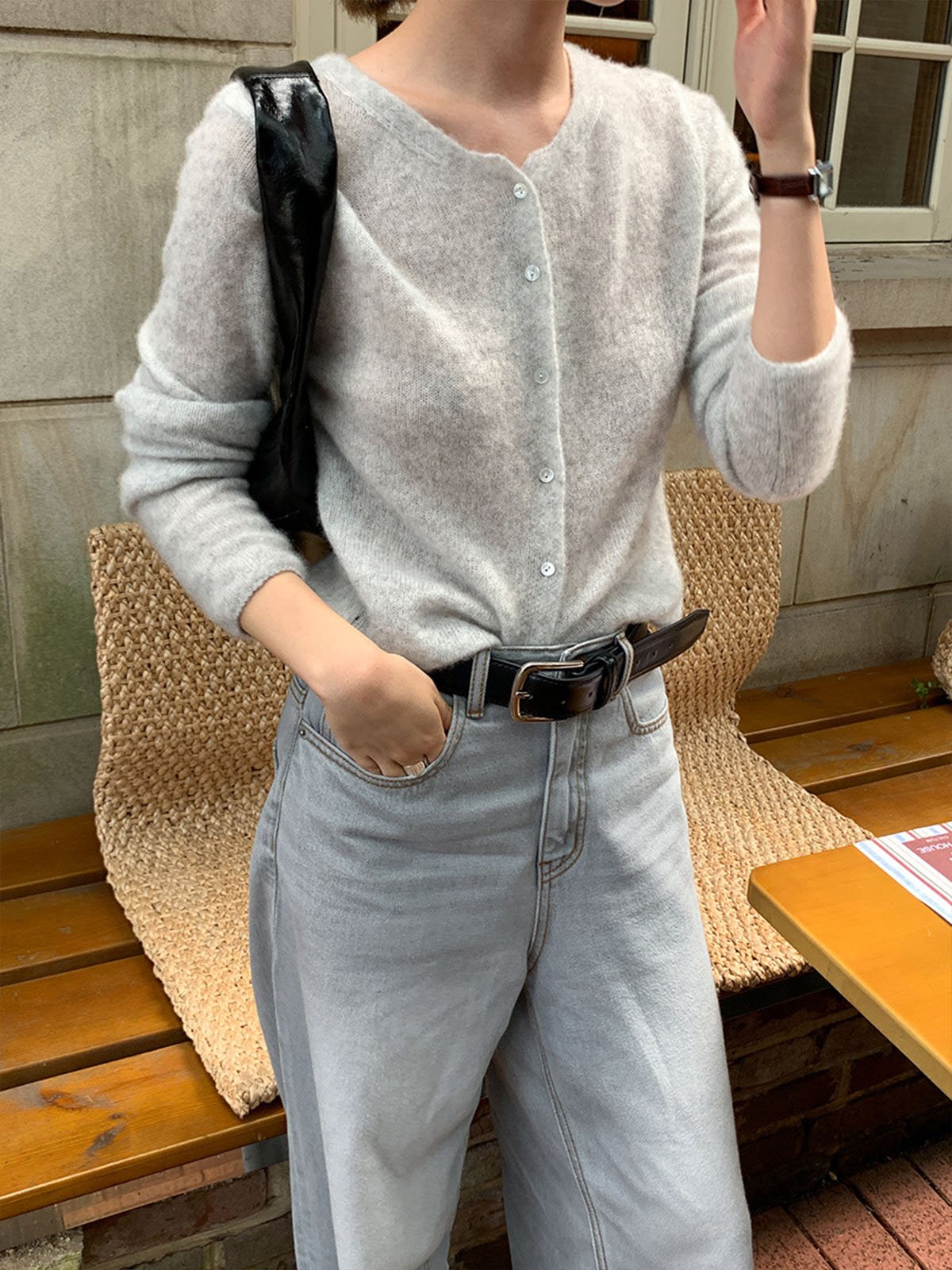 75%Cashmere and 25%Silk Crew-neck Cardigans 52357U - 图片 4