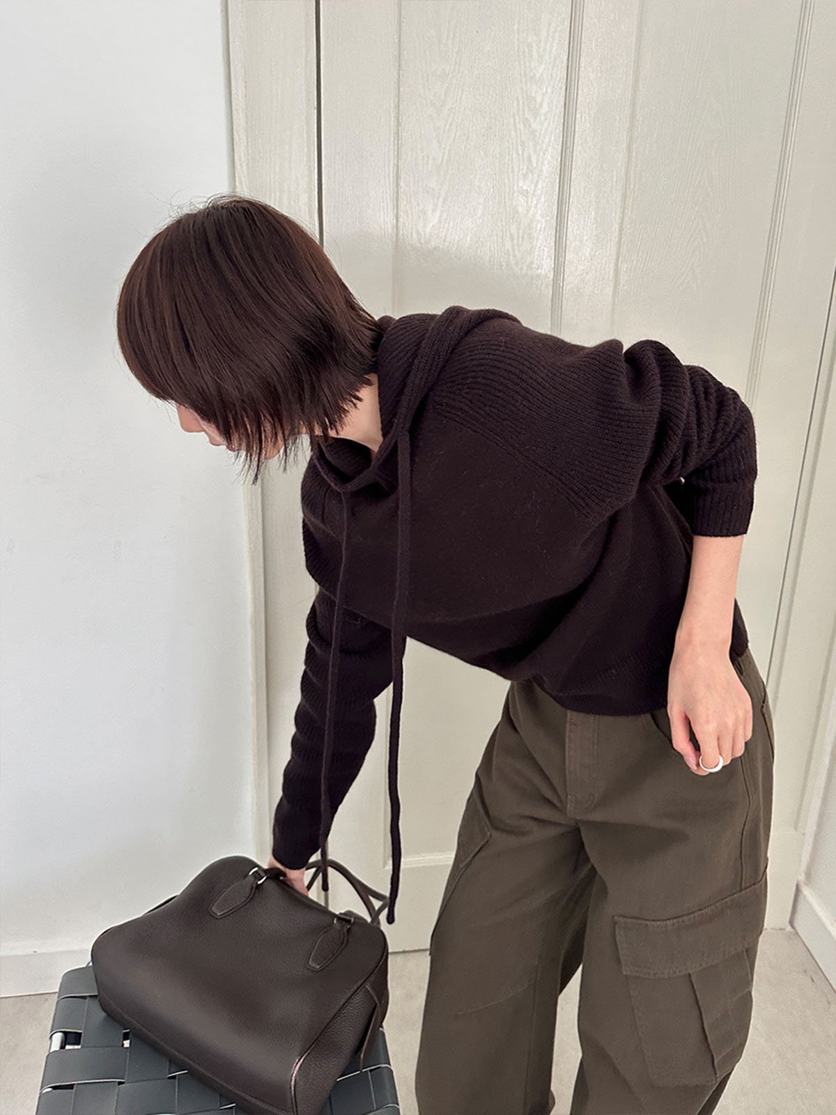 5%Cashmere and 95%Wool Hooded Sweater 54MG58156 - 图片 4