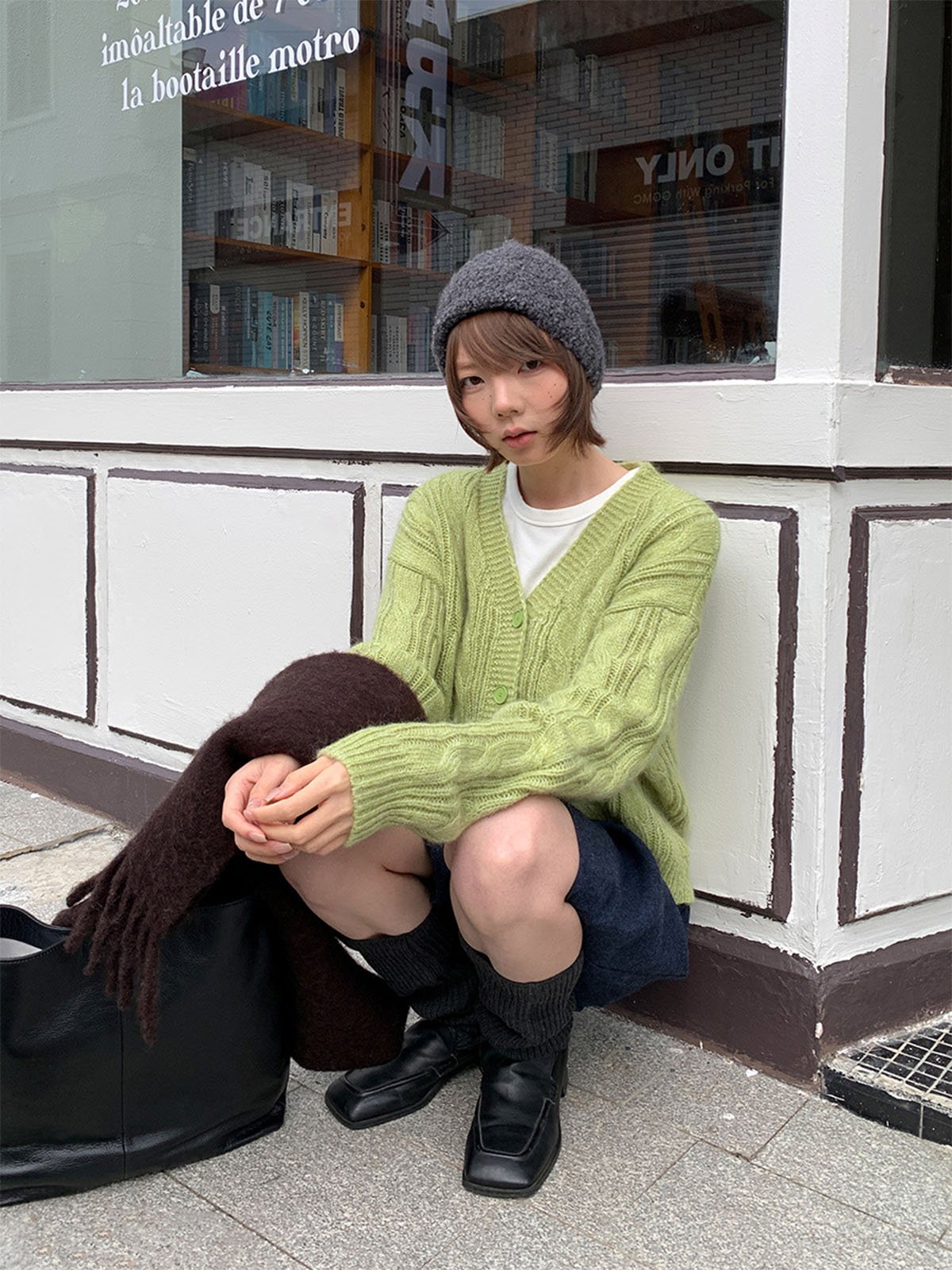 Twisted Rope Cardigan Women's Coarse Needle Wool Sweater 57870 - 图片 4