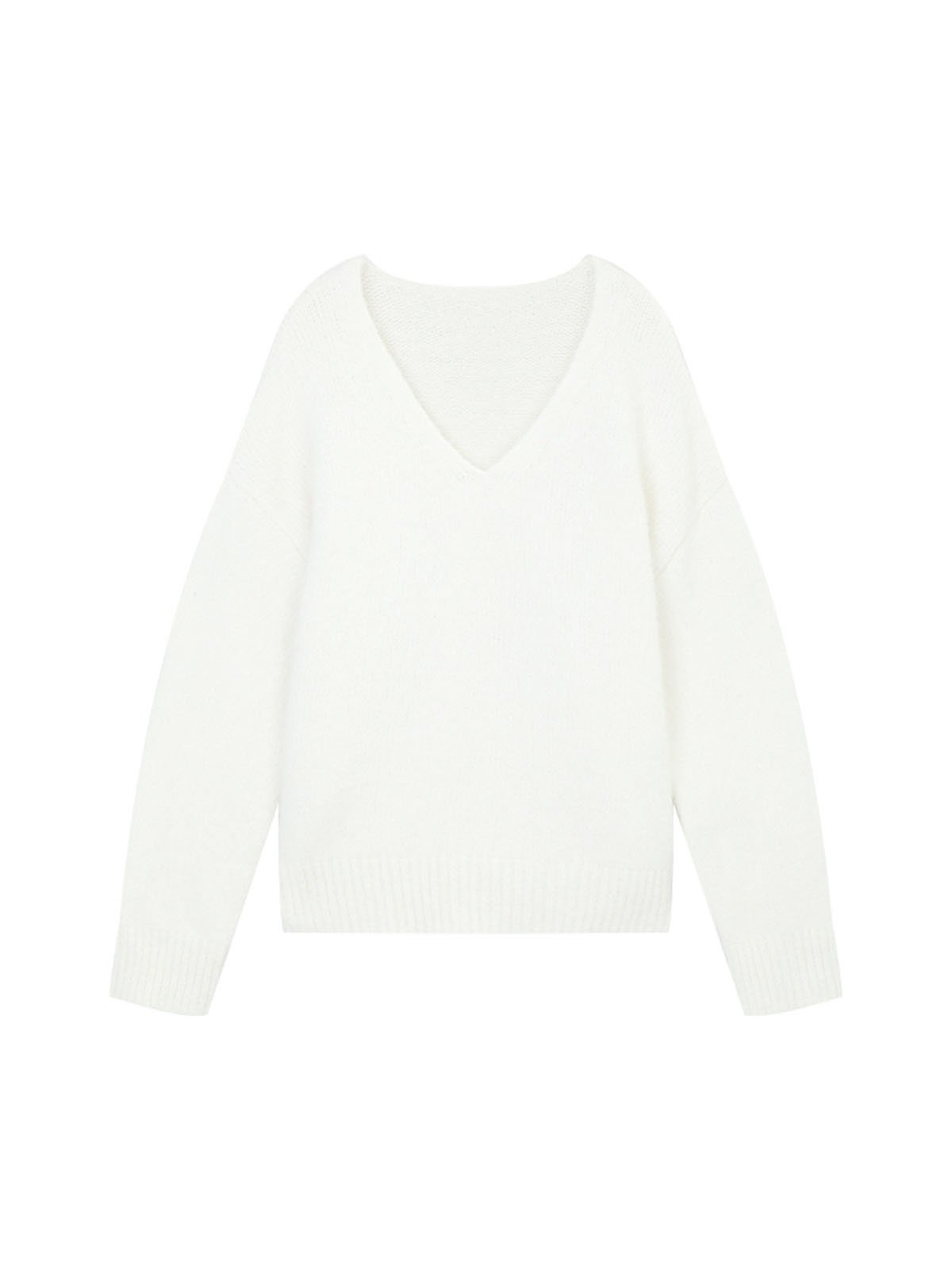 Alpaca Wool Simple Solid-color Knitted Sweater 57822 - 图片 4