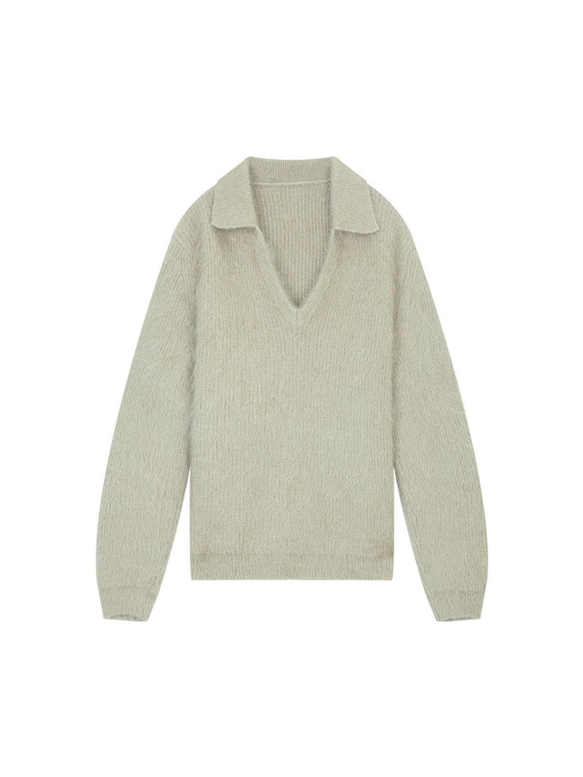 Woman Skin-friendly Mohair Lapel Knitwear 57392 - 图片 3