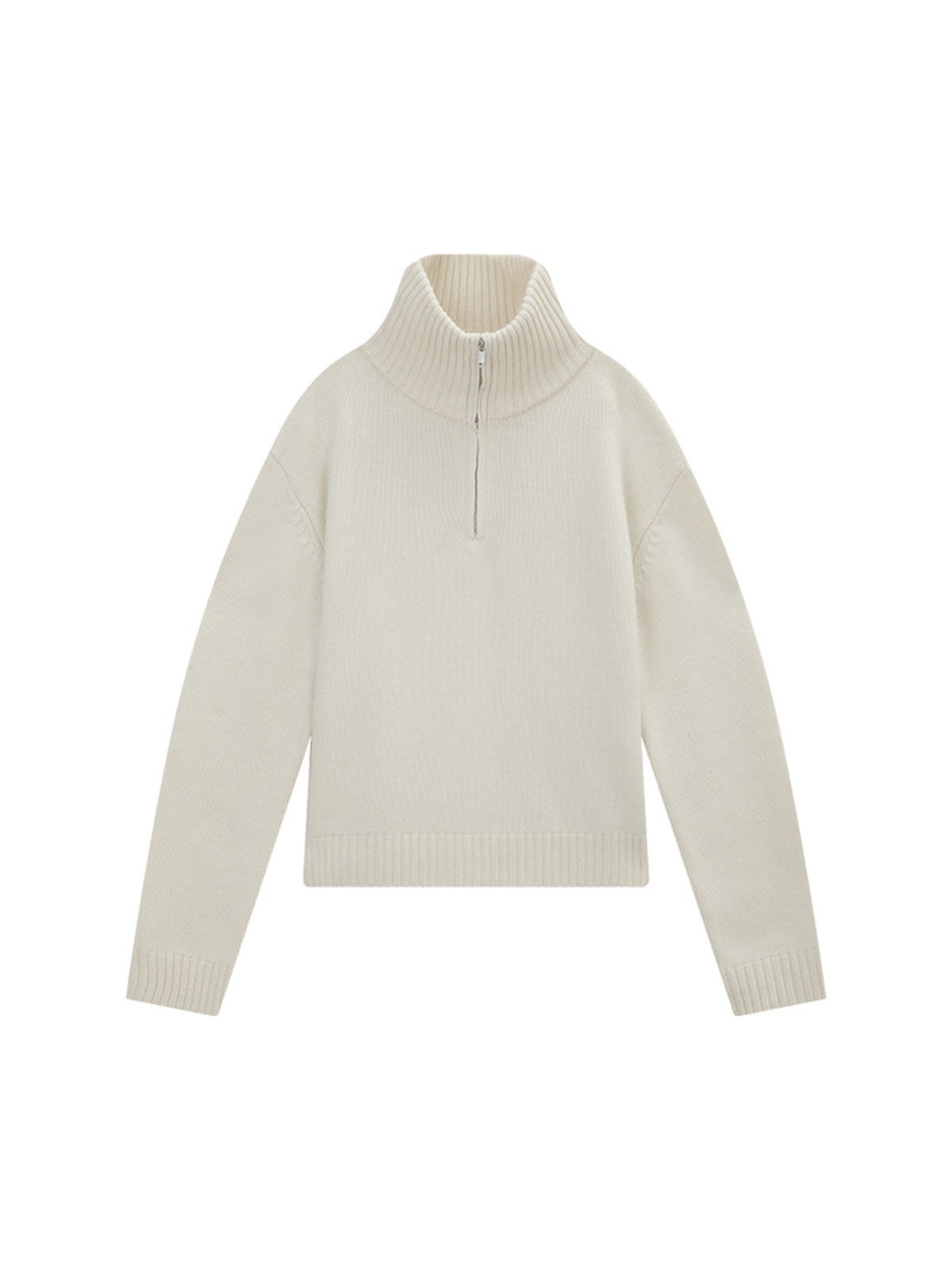 100%Wool Half-open-chest Zipper Sweater 54MF57278 - 图片 3