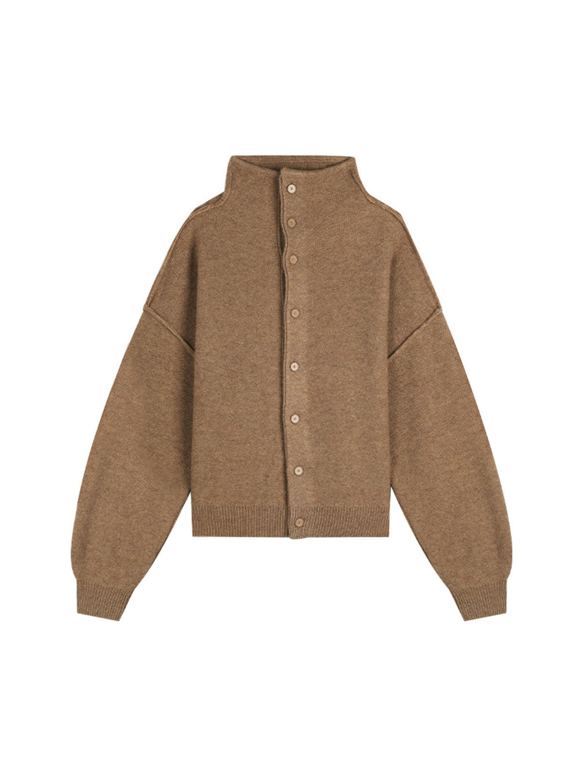 100%Wool Stand-up Collar Knitted Cardigans - 图片 4