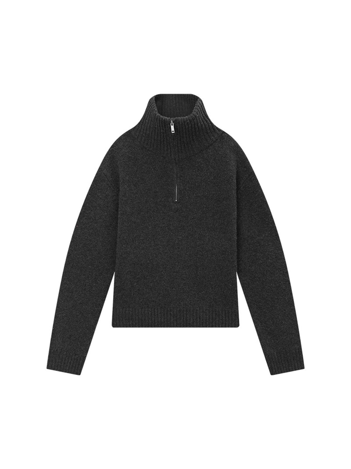 100%Wool Half-open-chest Zipper Sweater 54MF57278 - 图片 4