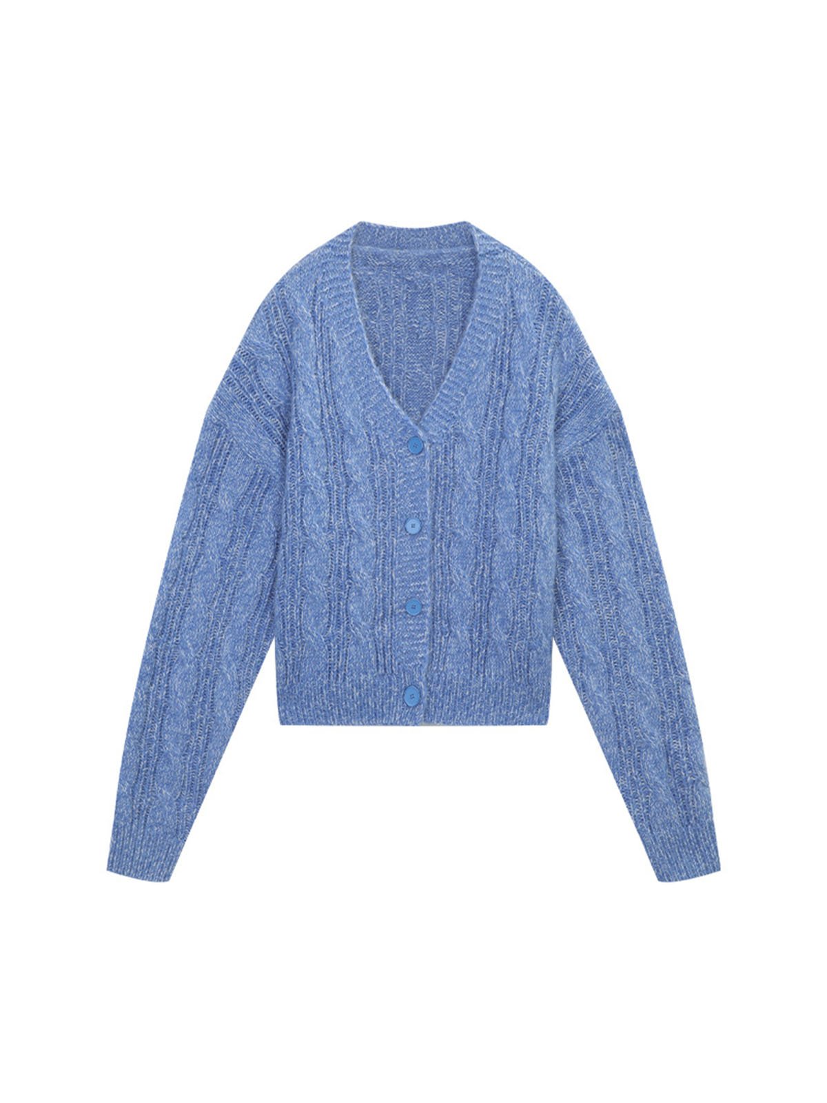 Twisted Rope Cardigan Women's Coarse Needle Wool Sweater 57870 - 图片 6