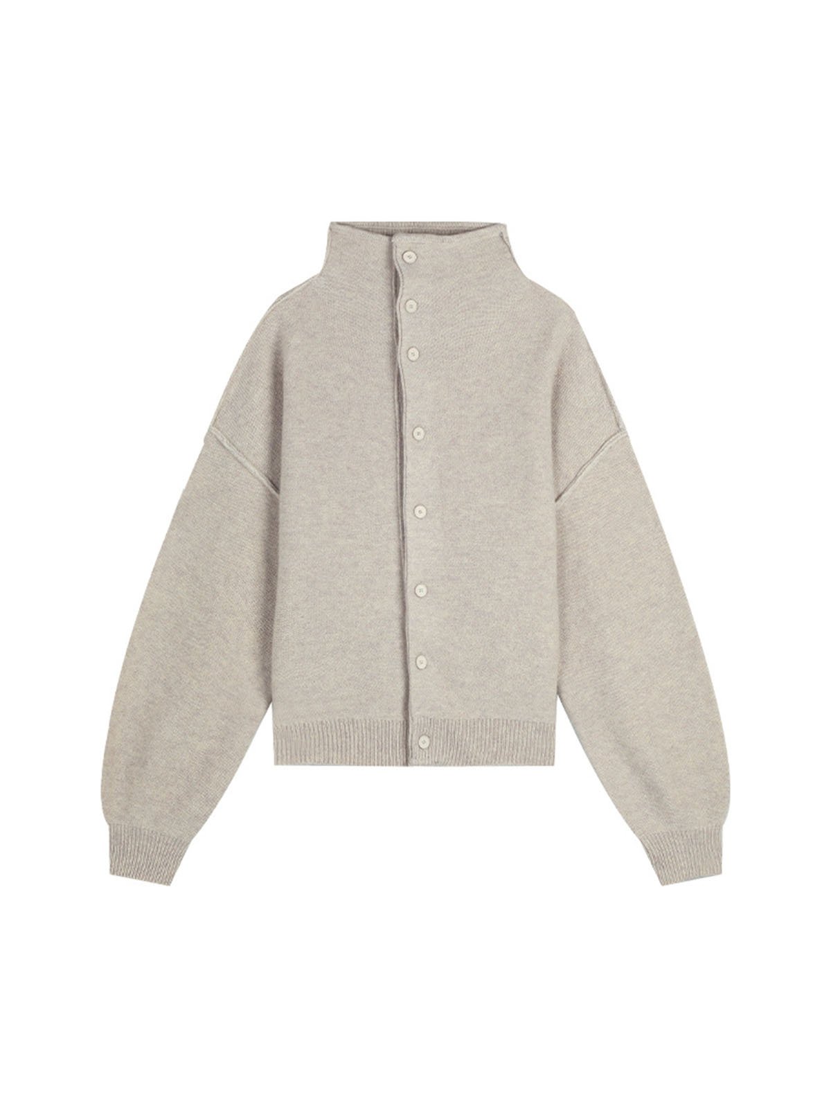 100%Wool Stand-up Collar Knitted Cardigans - 图片 5