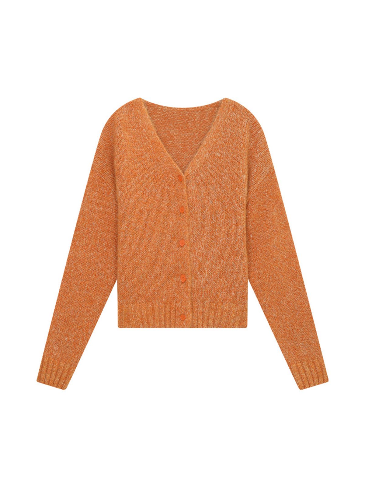 Simple V-neck Mohair Cardigan 57867 - 图片 3