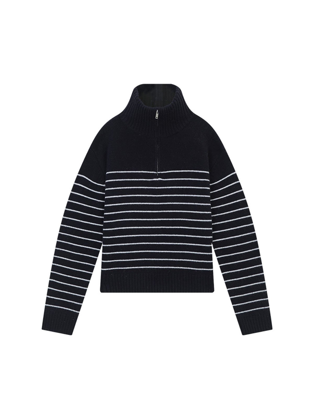 100%Wool Half-open-chest Zipper Sweater 54MF57278 - 图片 5